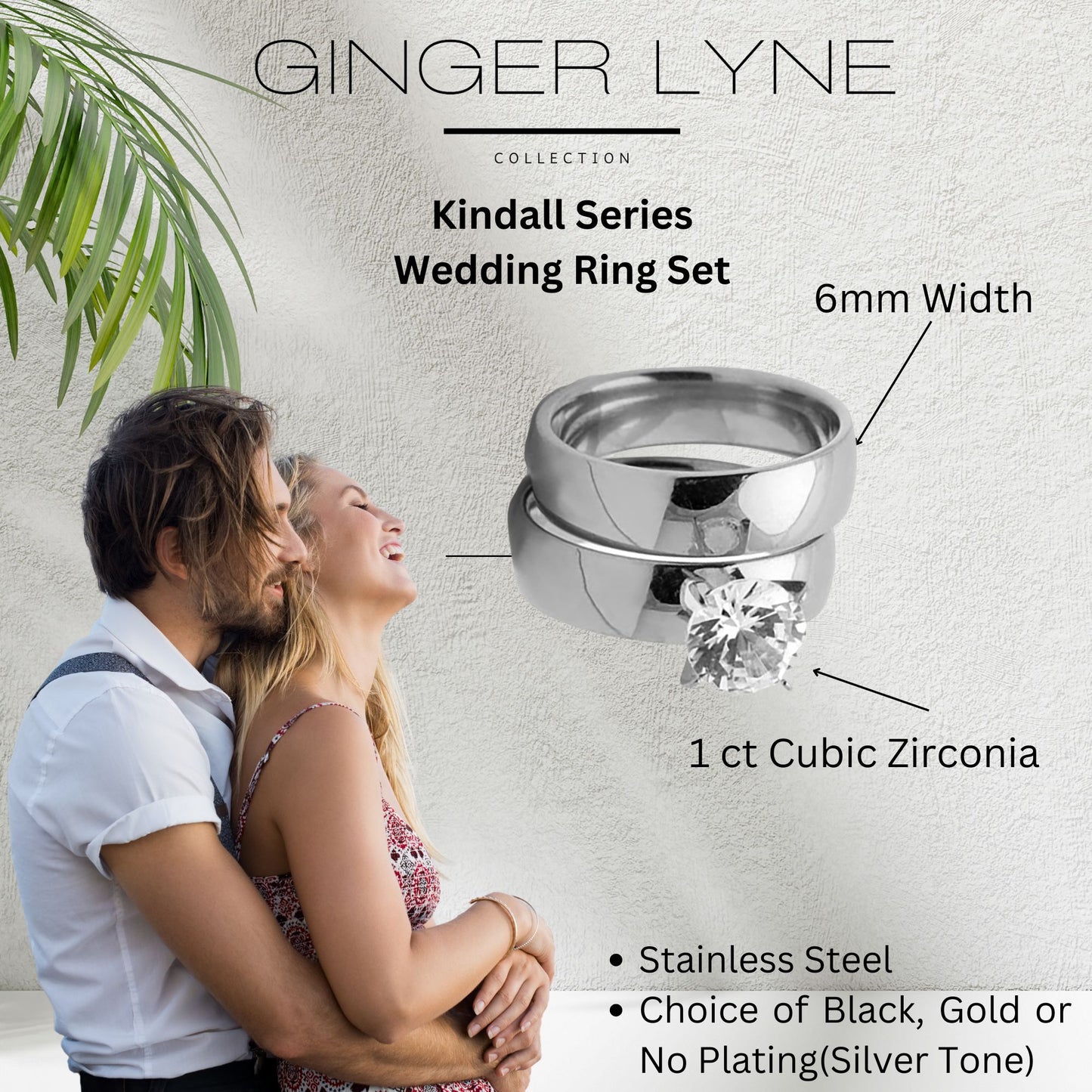 KindallWeddingRingSetforwomenGoldStainlessSteelEngagementRingandBandbyGingerLyne_Silver-5