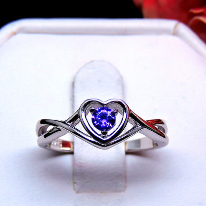 Christine Engagement Ring for Women Promise Heart Birthstone Cz Sterling Silver by Ginger Lyne