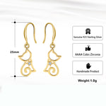 Load image into Gallery viewer, Kitty Cat Hook Dangle Earrings Sterling Silver Girls Women Ginger Lyne Collection - Gold
