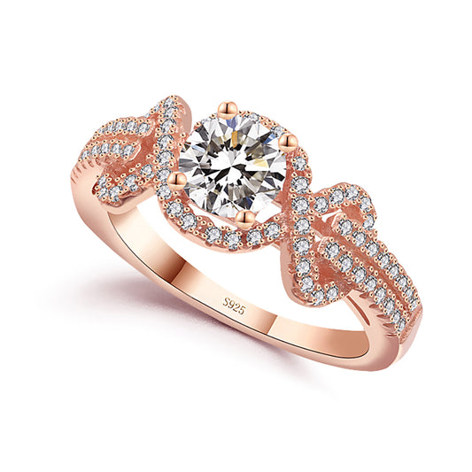 Ellalee Engagement Ring Rose Gold Sterling Silver Cz Women Ginger Lyne Collection