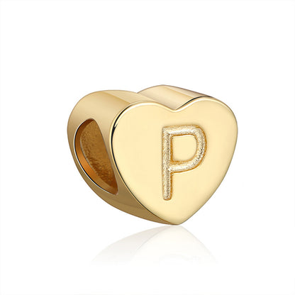 Initial Heart Charms Gold Plated  Sterling Silver Womens Ginger Lyne Collection - P