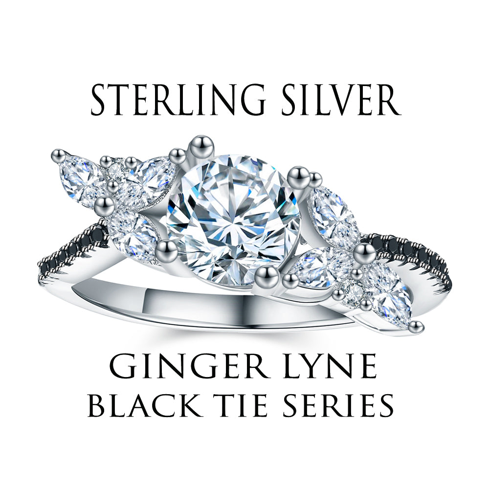 Fatima Engagement Ring Sterling Silver Black Cz Womens Ginger Lyne Collection - 10