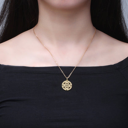 Flower Window Pattern Pendant Necklace for Women Cz Ginger Lyne Collection - Gold
