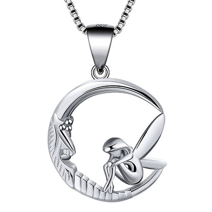 FairyMoonPendantChainNecklaceforWomenSterlingSiverGingerLyneCollection_Silver-1