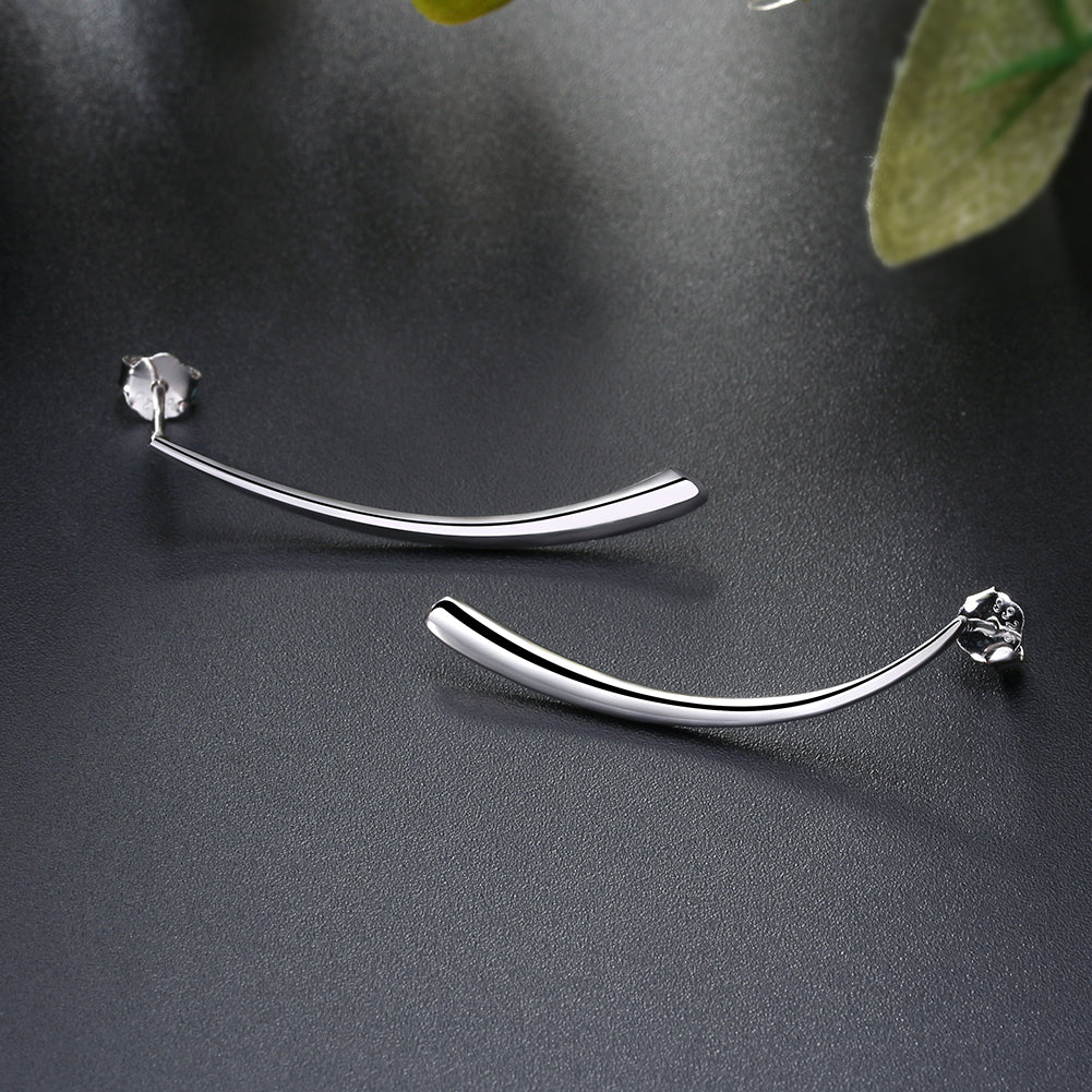 SimpleStudDropEarringsforWomenElegantCurvedSterlingSilverGingerLyneCollection_Silver-2