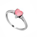 Load image into Gallery viewer, Shelly Engagement Promise Ring Heart Pink Opal Silver Women Ginger Lyne Collection - 10
