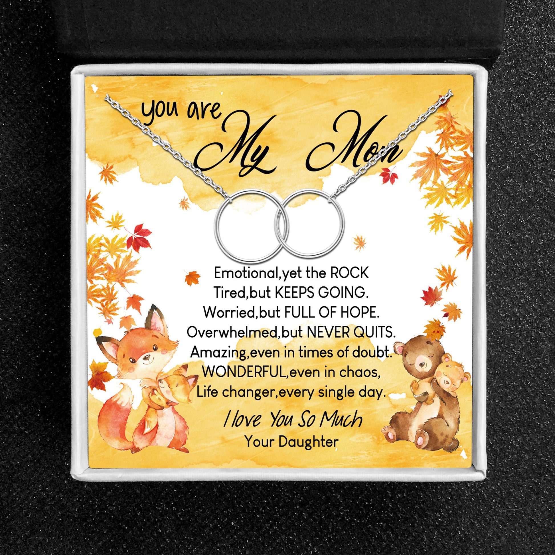Mom Greeting Card Sterling Silver Linked Circles Necklace Women Ginger Lyne Collection - Mom-287