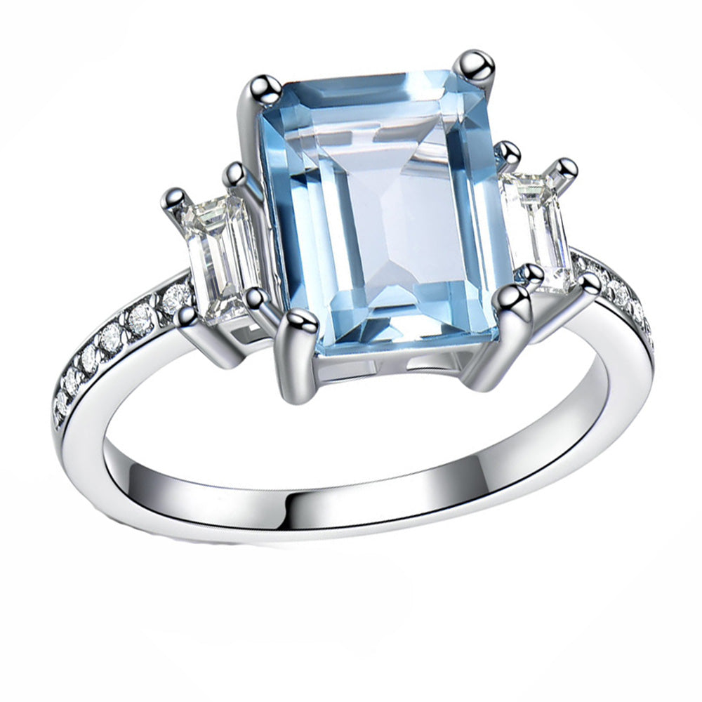 Ruthana Engagement Ring Created Blue Topaz Silver Womens Ginger Lyne Collection - 6