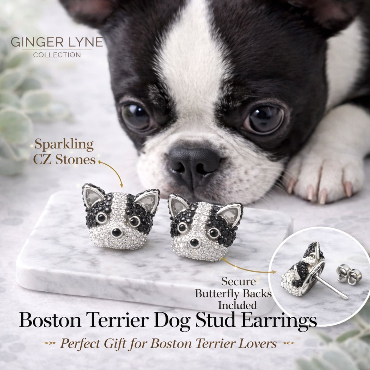 BostonTerrierStudEarringsforWomenDogBlackCubicZirconiaGingerLyneCollection_BostonTerrier-2