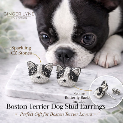 BostonTerrierStudEarringsforWomenDogBlackCubicZirconiaGingerLyneCollection_BostonTerrier-2
