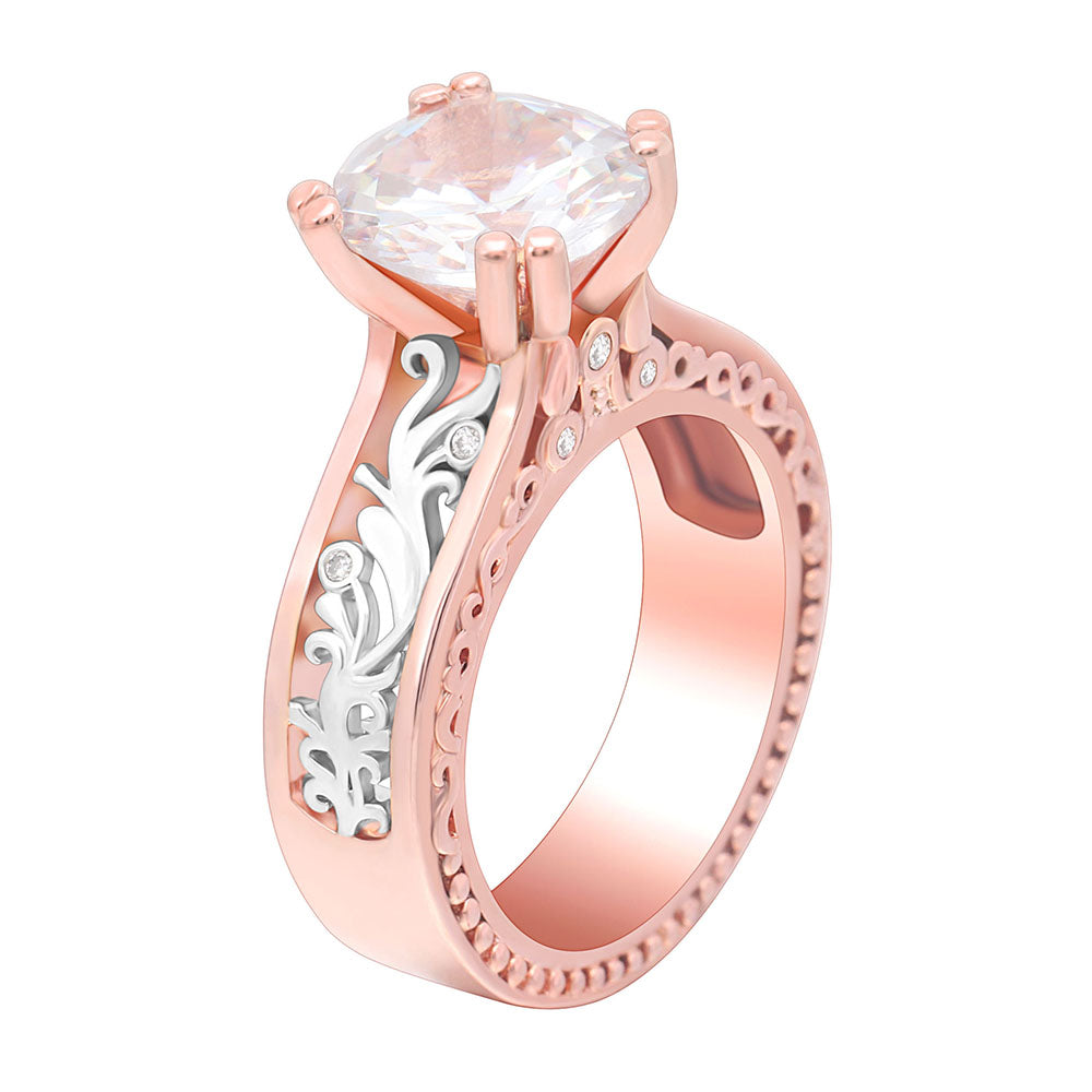 Nadia Engagement Ring Solitiare Cz Rose Gold Plated Womens Ginger Lyne Collection - Clear/Rose,11