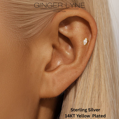 MarquiseCZFlatBackEarringsforCartilageHelixTragusLobe14KtGoldPlatedSterlingSilver1pairbyGingerLyne_Gold-3