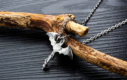 Dragon Dagger Necklace for Men or Women Stainless Steel Biker Goth Ginger Lyne Collection