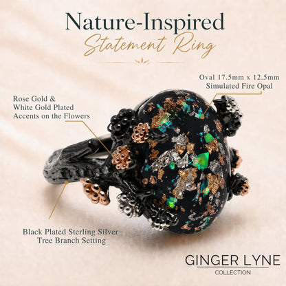 HenriettaSterlingSilverBlackTreeBranchGothicInspiredFireOpalRingforWomenbyGingerLyne_BlackSetting-4