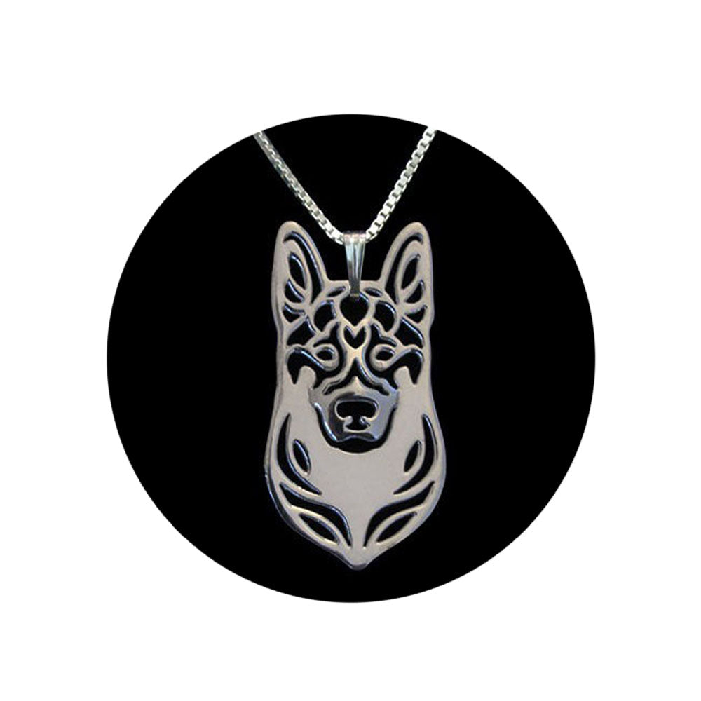 German Shepherd Dog Silver Necklace Earrings Set Women Ginger Lyne Collection