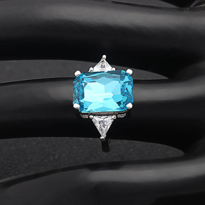 Myriam Statement Ring Created Emerald Blue Topaz Womens Ginger Lyne Collection Size 9