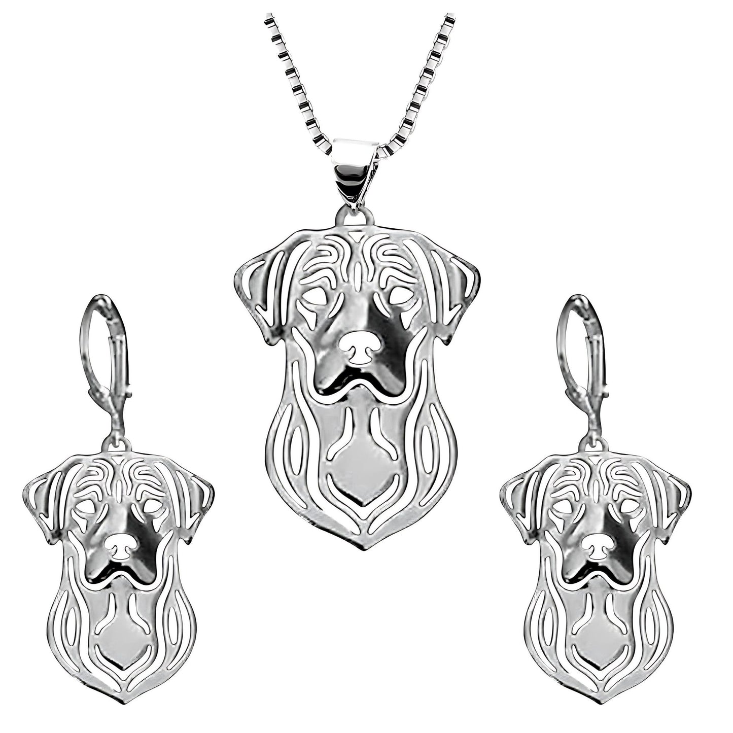 Labrador Retriever Lab Dog Necklace Sterling Silver Womens Ginger Lyne Collection - Dog Set