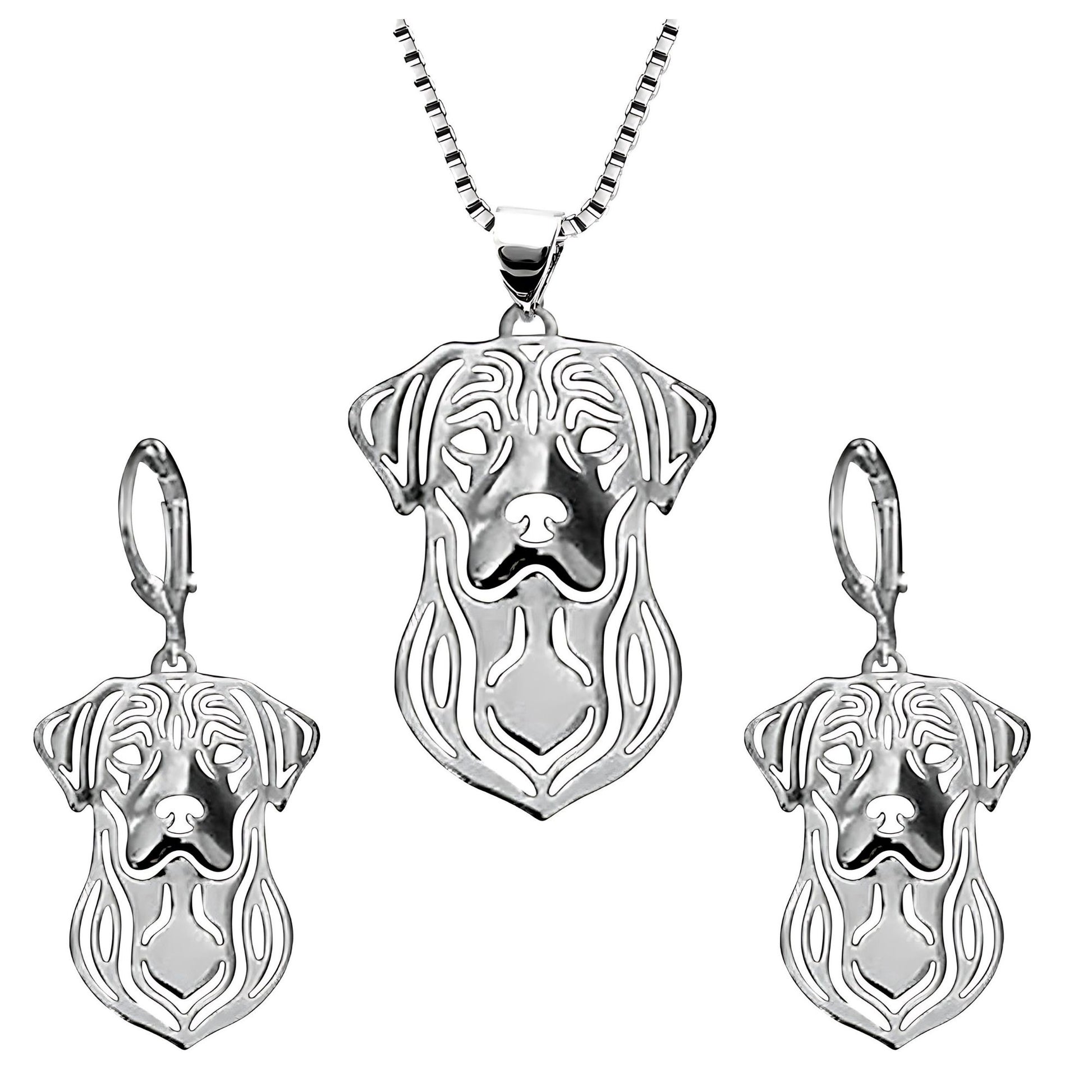 Labrador Retriever Lab Dog Necklace Sterling Silver Womens Ginger Lyne Collection - Dog Set