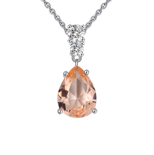 Champagne Pendant Necklace for Women Pear  Cz Sterling Silver Ginger Lyne Collection