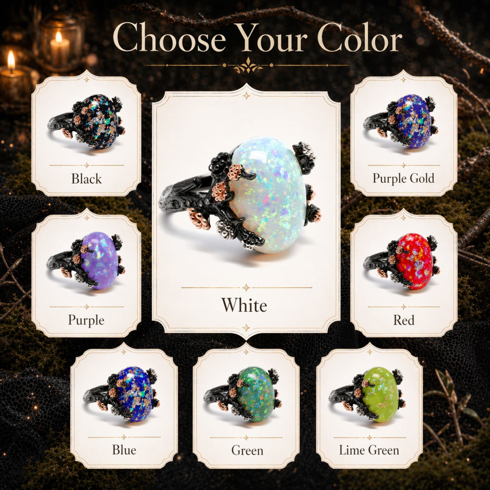 HenriettaBlackTreeBranchGothicInspiredFireOpalEngagementRingforWomenbyGingerLyne_Red-5