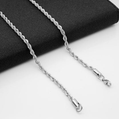 Silver Twisted Rope Chain Necklace 24 Inch 6mm Stainless Steel Hip Hop for Women by Ginger Lyne - 24 Inch Silver
