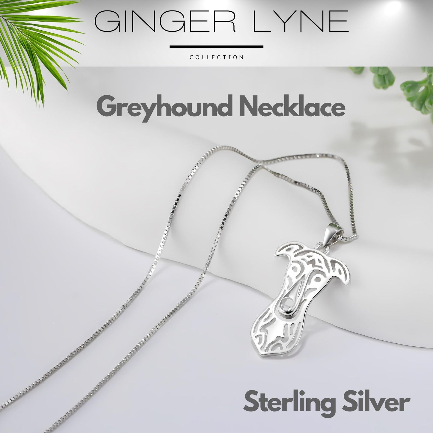Greyhound Dog Necklace for Women Pendant Chain Sterling Silver Ginger Lyne Collection - Dog Set