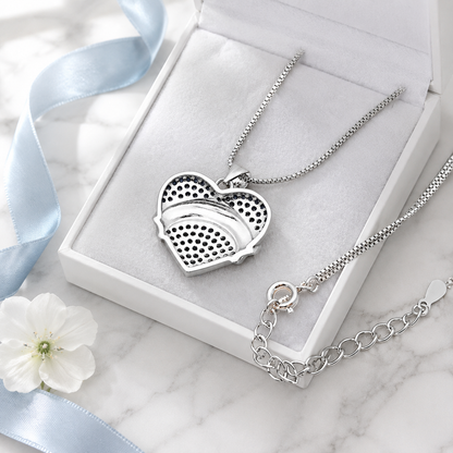 Granddaughter Necklace for Women by Ginger Lyne CZ Heart Pendant White Gold Plated - Blue