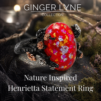 HenriettaBlackTreeBranchGothicInspiredFireOpalEngagementRingforWomenbyGingerLyne_Red-2