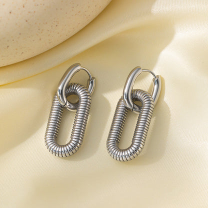 Chunky Chain Link Hoop Earrings for Women Gold or Silver Stainless Steel Ginger Lyne Collection - Silver
