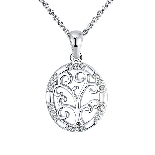 Family Tree Life Pendant Necklace for Women Sterling Silver Cz Ginger Lyne Collection