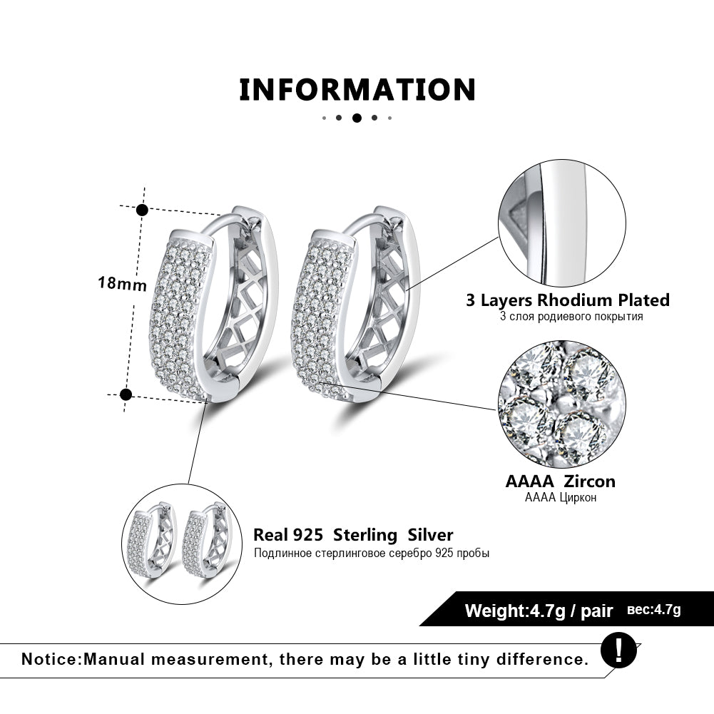 HoopEarringsforWomenSterlingSilverClearThreeRowCzWomensbyGingerLyneCollection_Silver-6