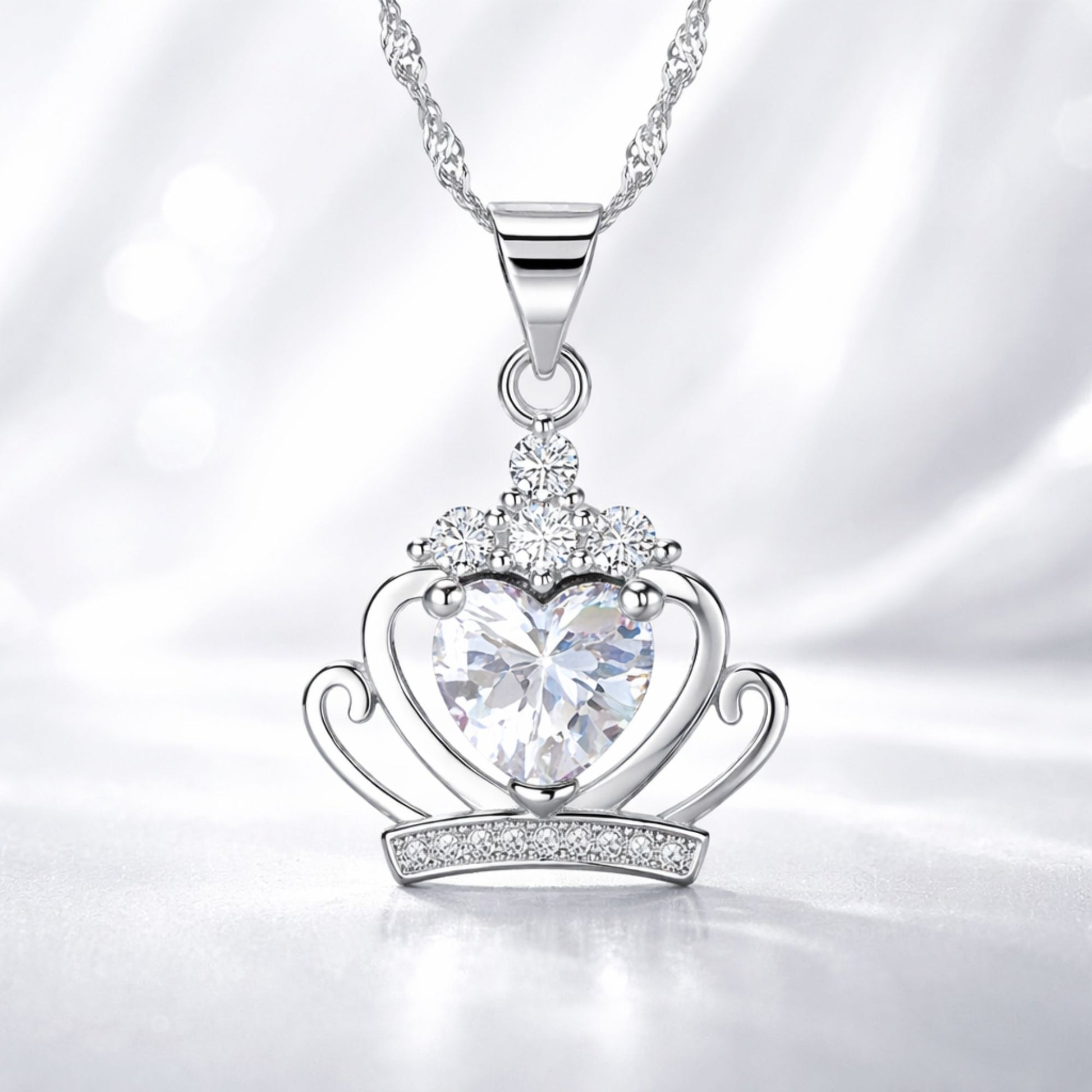 CrownNecklaceforWomenWhiteGoldPlatedClearCubicZirconiaGingerLyneCollection_Silver-4
