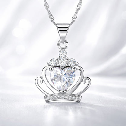 CrownNecklaceforWomenWhiteGoldPlatedClearCubicZirconiaGingerLyneCollection_Silver-4