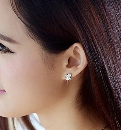 Dolphin Small Cubic Zirconia Stud Earrings for Women Ginger Lyne Collection - White Gold Plated