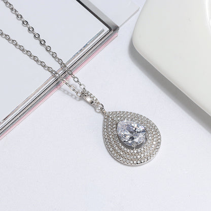 Teardrop Pendant Necklace for Women Sterling Silver Pave Cz Ginger Lyne Collection