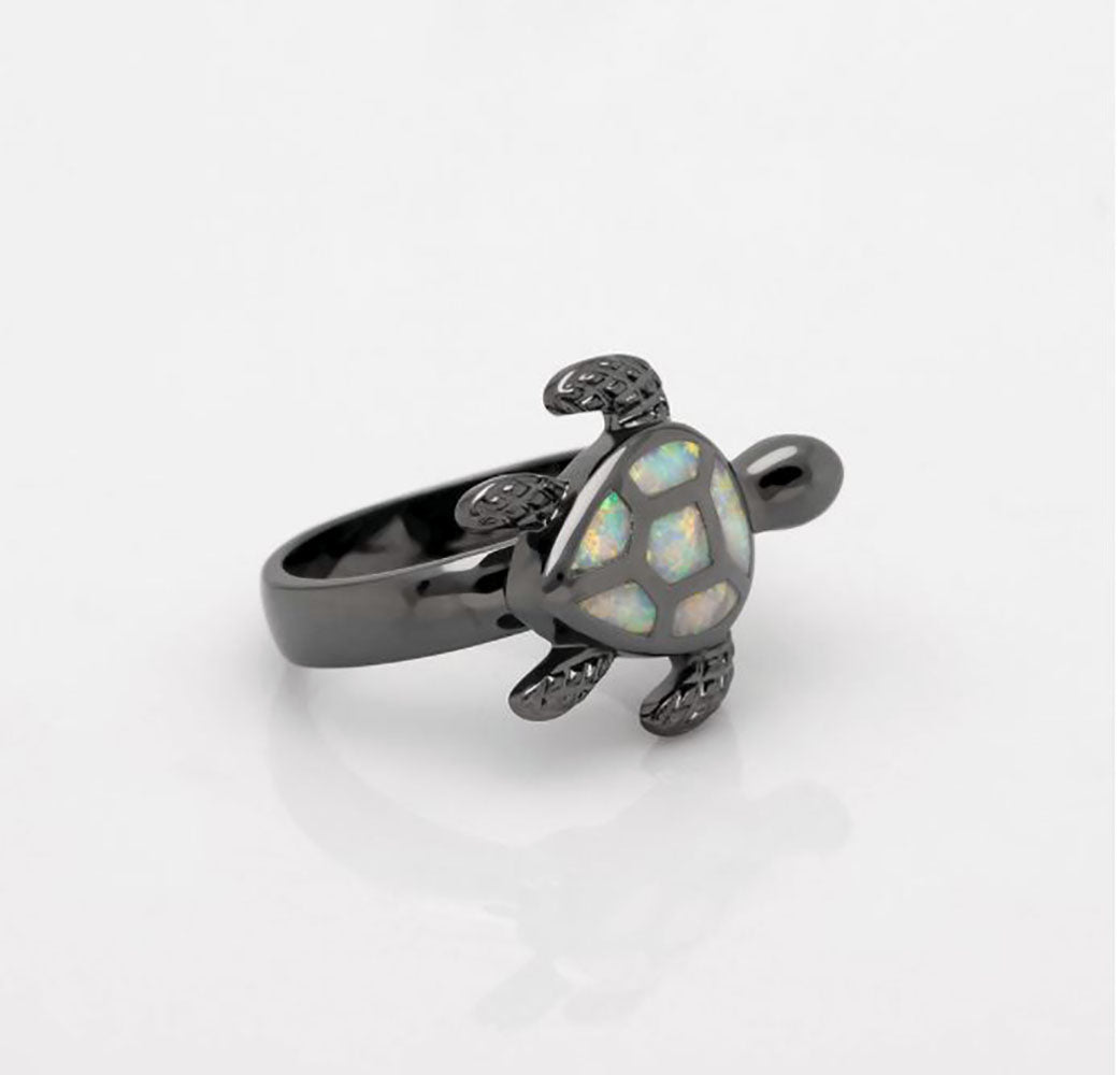 SeaTurtleStatementRingBlackPlateFireOpalGirlWomenGingerLyneCollection_White-3