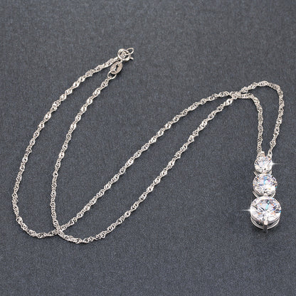 ThreeStonePendantNecklaceforWomenRoundCascadingCZbyGingerLyneCollection_Silver-4