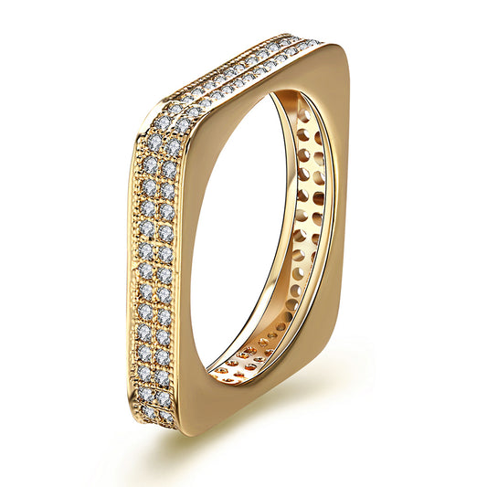 Square Eternity Wedding Band Ring for Women Cz Gold Plated Ginger Lyne Collection