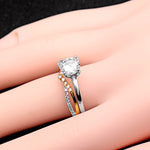 Load image into Gallery viewer, Chiara Anniversary Wedding Band Ring Gold Sterling Silver V Shape CZ Ginger Lyne Collection - 10
