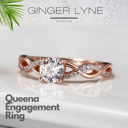 Queena Engagement Ring for Women Sterling Silver CZ Ginger Lyne Collection