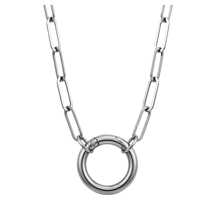 Carabiner Charm Necklace for Women Paperclip Chain Round Carabiner Holder Stainless Steel by Ginger Lyne