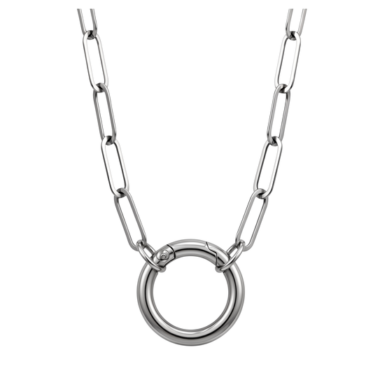 Carabiner Charm Necklace for Women Paperclip Chain Round Carabiner Holder Stainless Steel by Ginger Lyne