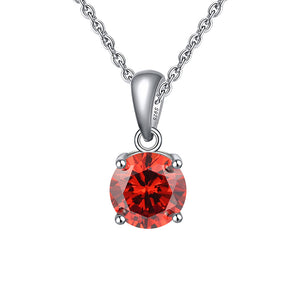 Solitaire Birthstone Necklace for Women Cz Sterling Silver Ginger Lyne Collection - Janurary-Garnet Red