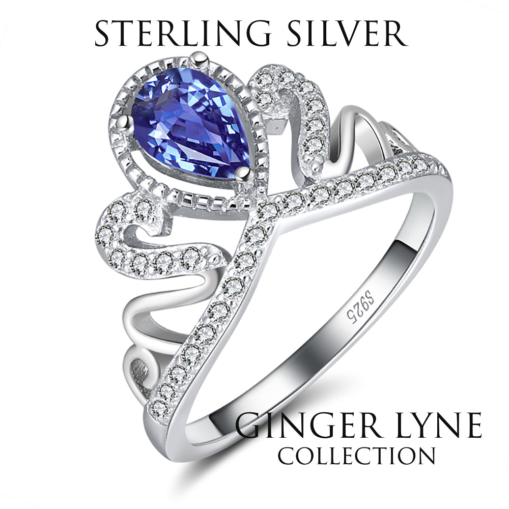 CrownEngagementEnhancerRingforWomenBlueCzSterlingSilverGingerLyneCollection_Blue-2