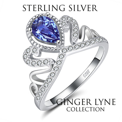 CrownEngagementEnhancerRingforWomenBlueCzSterlingSilverGingerLyneCollection_Blue-2