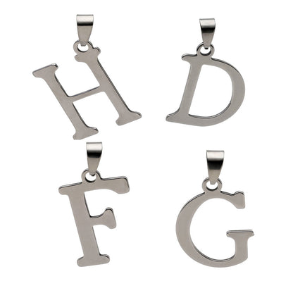 Initial Letter Necklace PU Leather Stainless Steel Men Women Ginger Lyne Collection - D