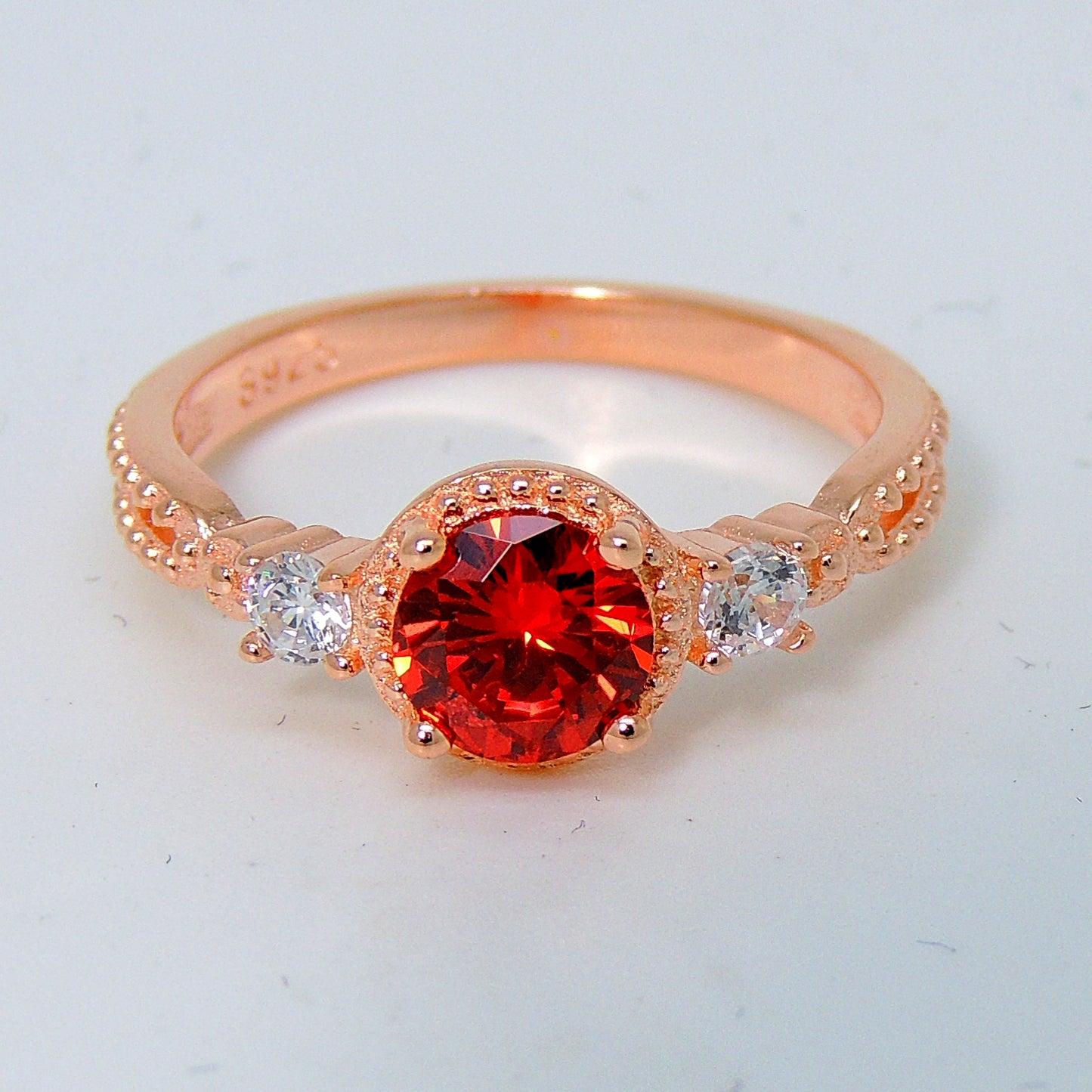 Alexandra Birthstone Ring Rose Gold Sterling Silver Purple CZ Womens Ginger Lyne Collection