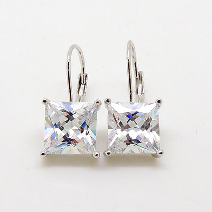 Mia Princess Cut Cz Drop Earrings Sterling Silver Womens Ginger Lyne Collection