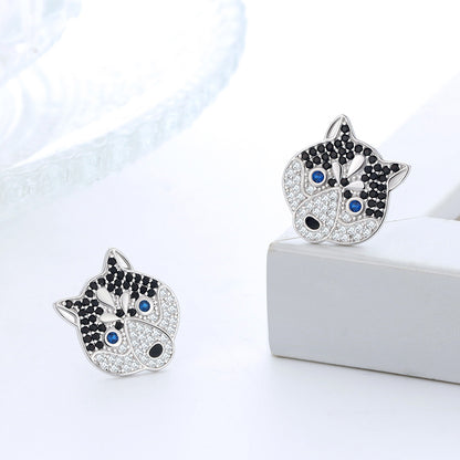 Koko Husky Dog Sterling Silver Earrings for Women Cz Ginger Lyne Collection - Earrings