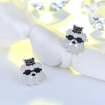 Spike Bulldog Stud Dog Earrings for Women Sterling Silver Cz Ginger Lyne Collection